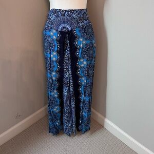 Women's Blue‎ Patterned Swim Cover-Up Pants